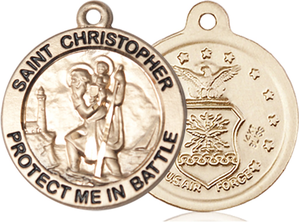 14kt Gold Saint Christopher Air Force Medal