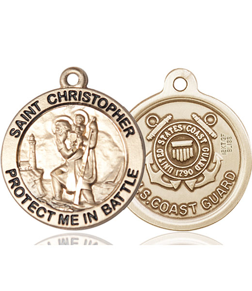 14kt Gold Saint Christopher Coast Guard Medal