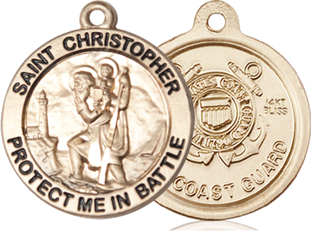 14kt Gold Saint Christopher Coast Guard Medal