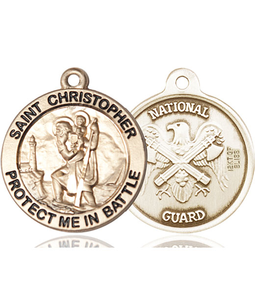 14kt Gold Saint Christopher National Guard Medal