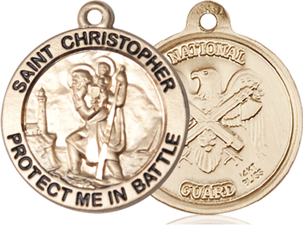 14kt Gold Saint Christopher National Guard Medal