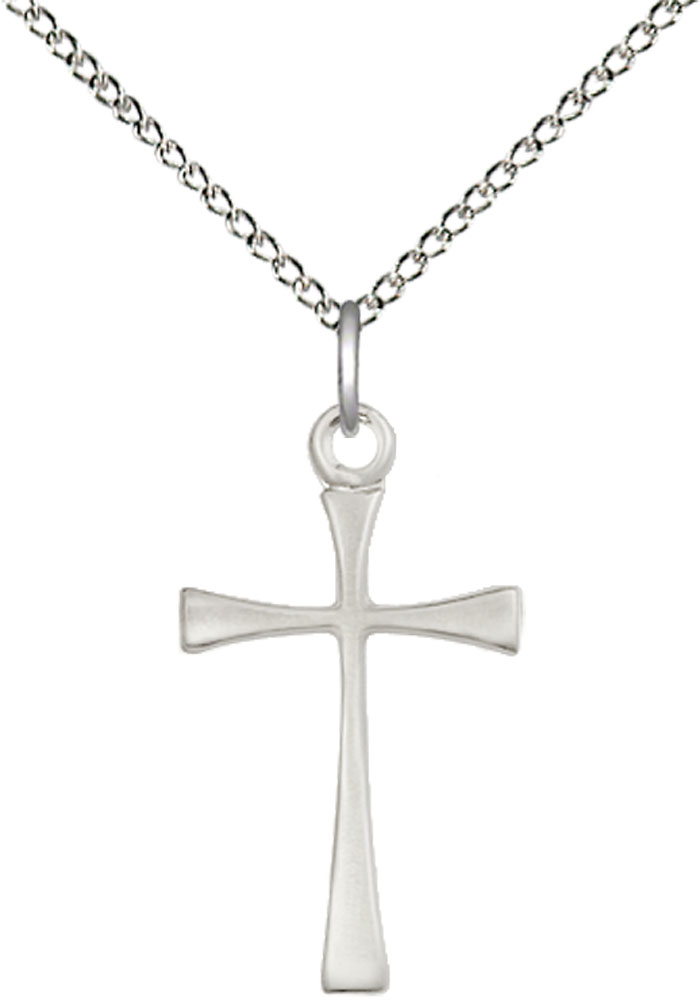 Sterling Silver Maltese Cross Pendant on a 18 inch Sterling Silver Light Curb chain