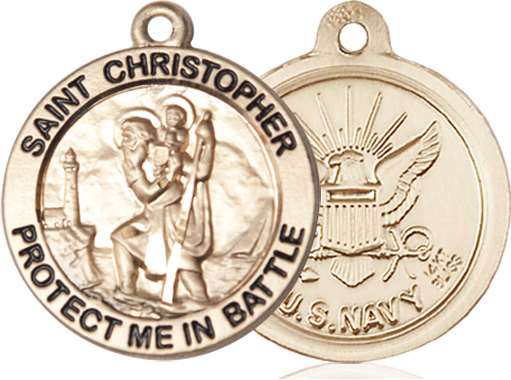 14kt Gold Saint Christopher Navy Medal