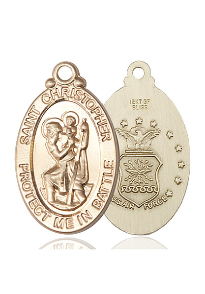 14kt Gold Saint Christopher Air Force Medal