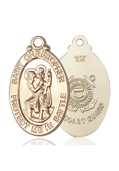 14kt Gold Saint Christopher Coast Guard Medal