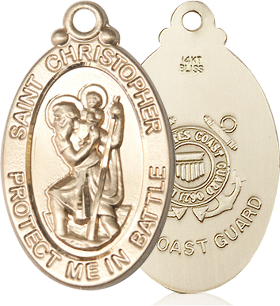 14kt Gold Saint Christopher Coast Guard Medal