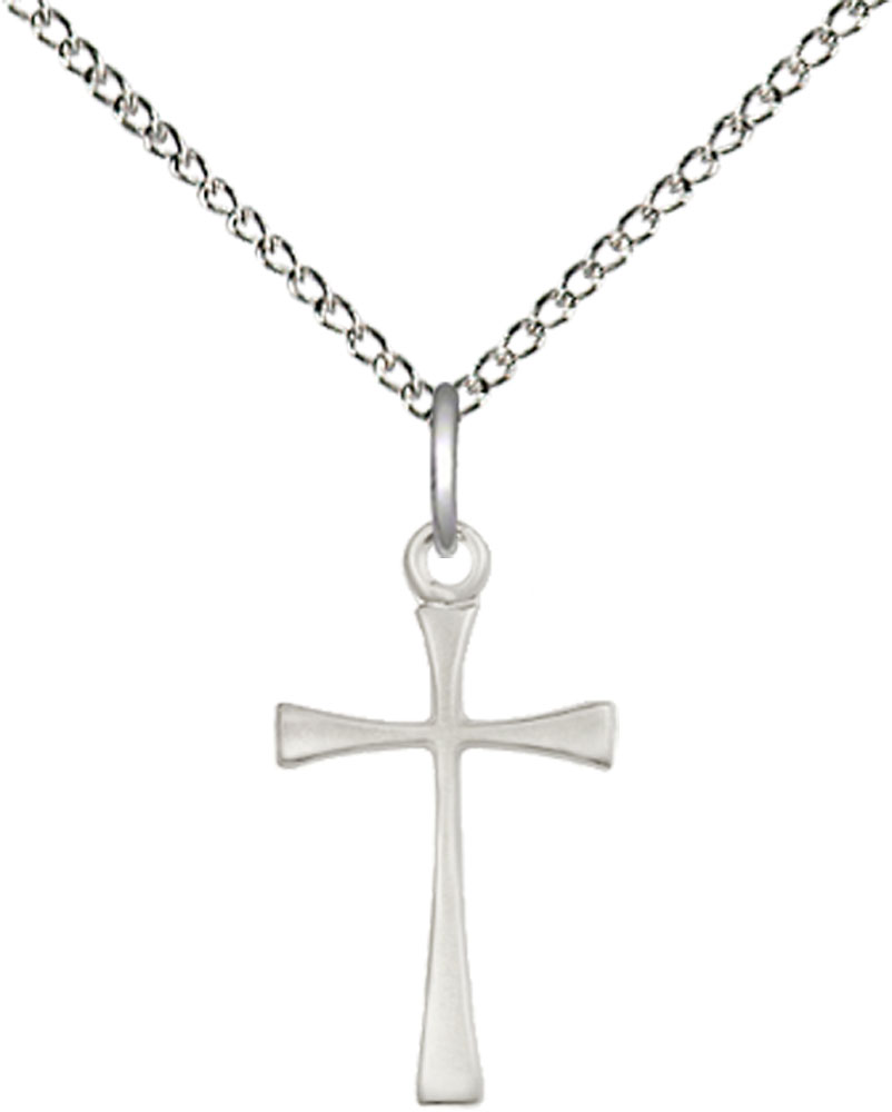 Sterling Silver Maltese Cross Pendant on a 18 inch Sterling Silver Light Curb chain