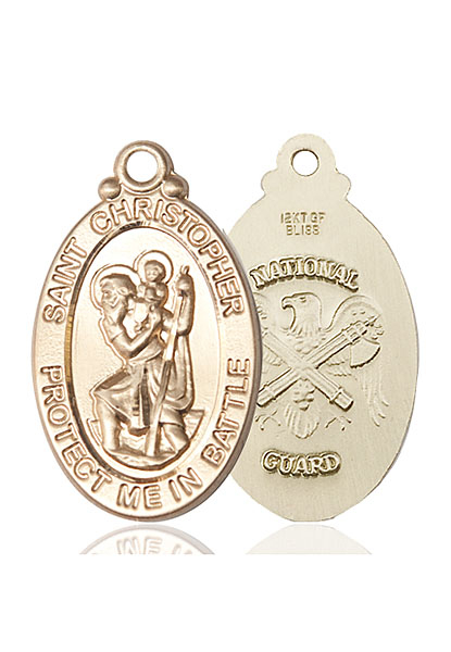 14kt Gold Saint Christopher National Guard Medal