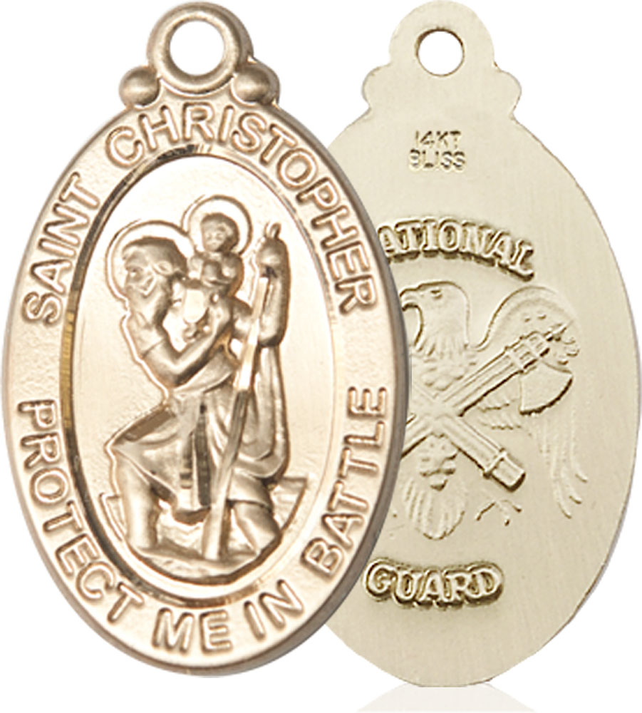 14kt Gold Saint Christopher National Guard Medal