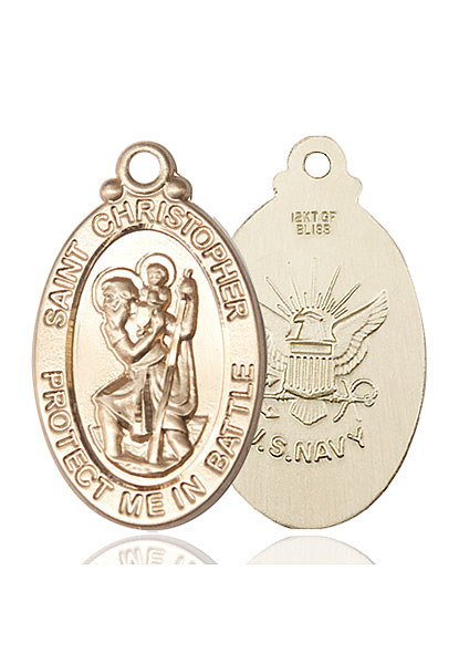 14kt Gold Saint Christopher Navy Medal