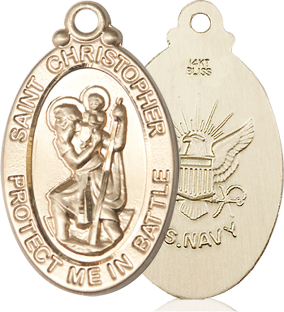 14kt Gold Saint Christopher Navy Medal