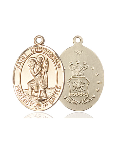 14kt Gold Saint Christopher Air Force Medal