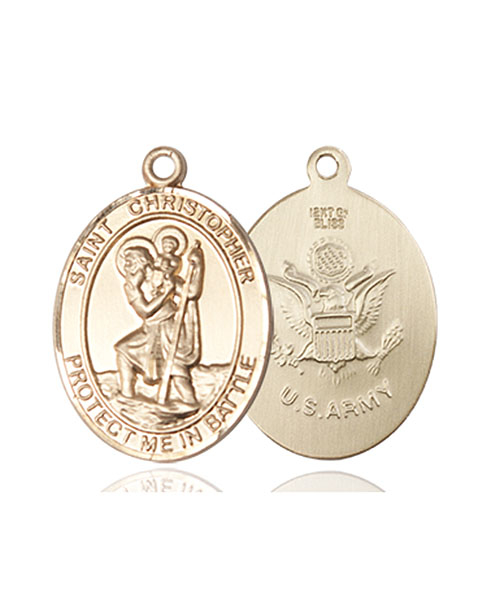 14kt Gold Saint Christopher Army Medal