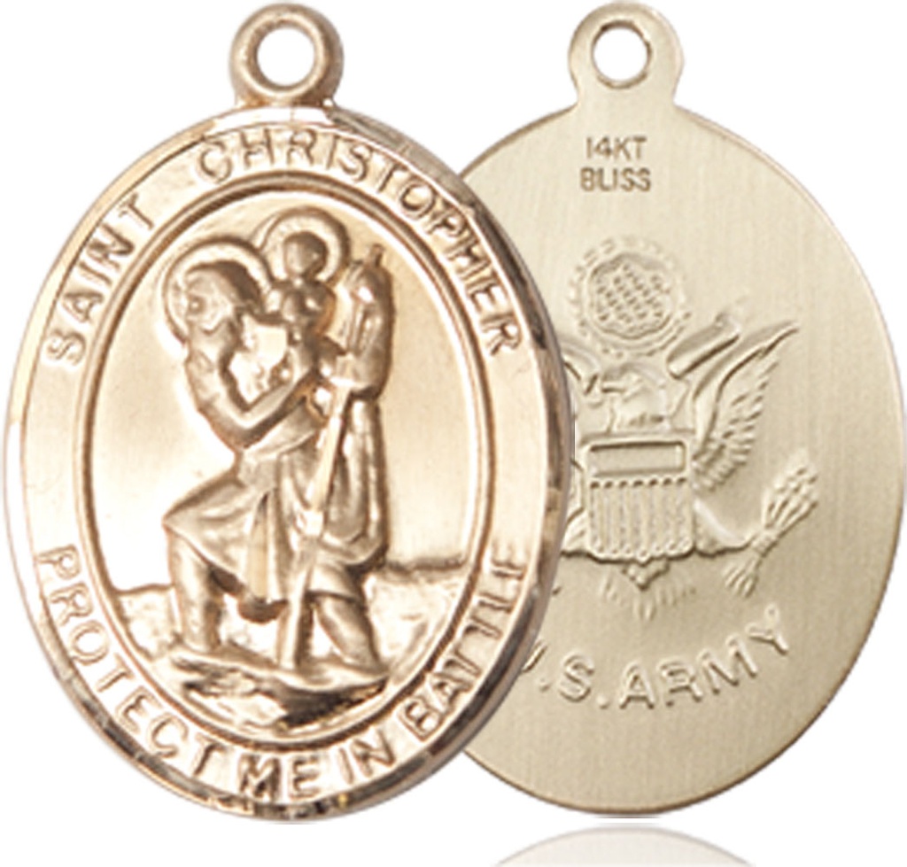 14kt Gold Saint Christopher Army Medal