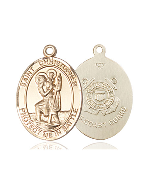 14kt Gold Saint Christopher Coast Guard Medal