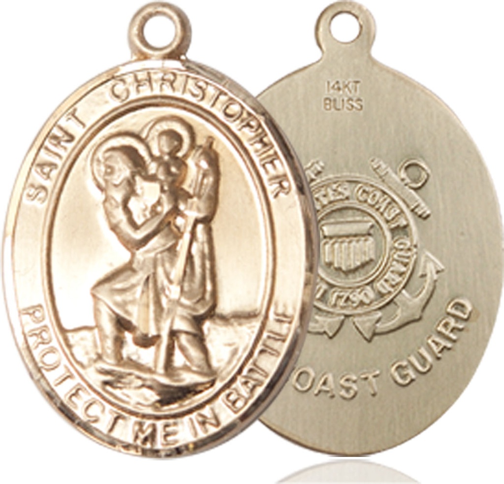 14kt Gold Saint Christopher Coast Guard Medal