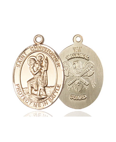 14kt Gold Saint Christopher National Guard Medal