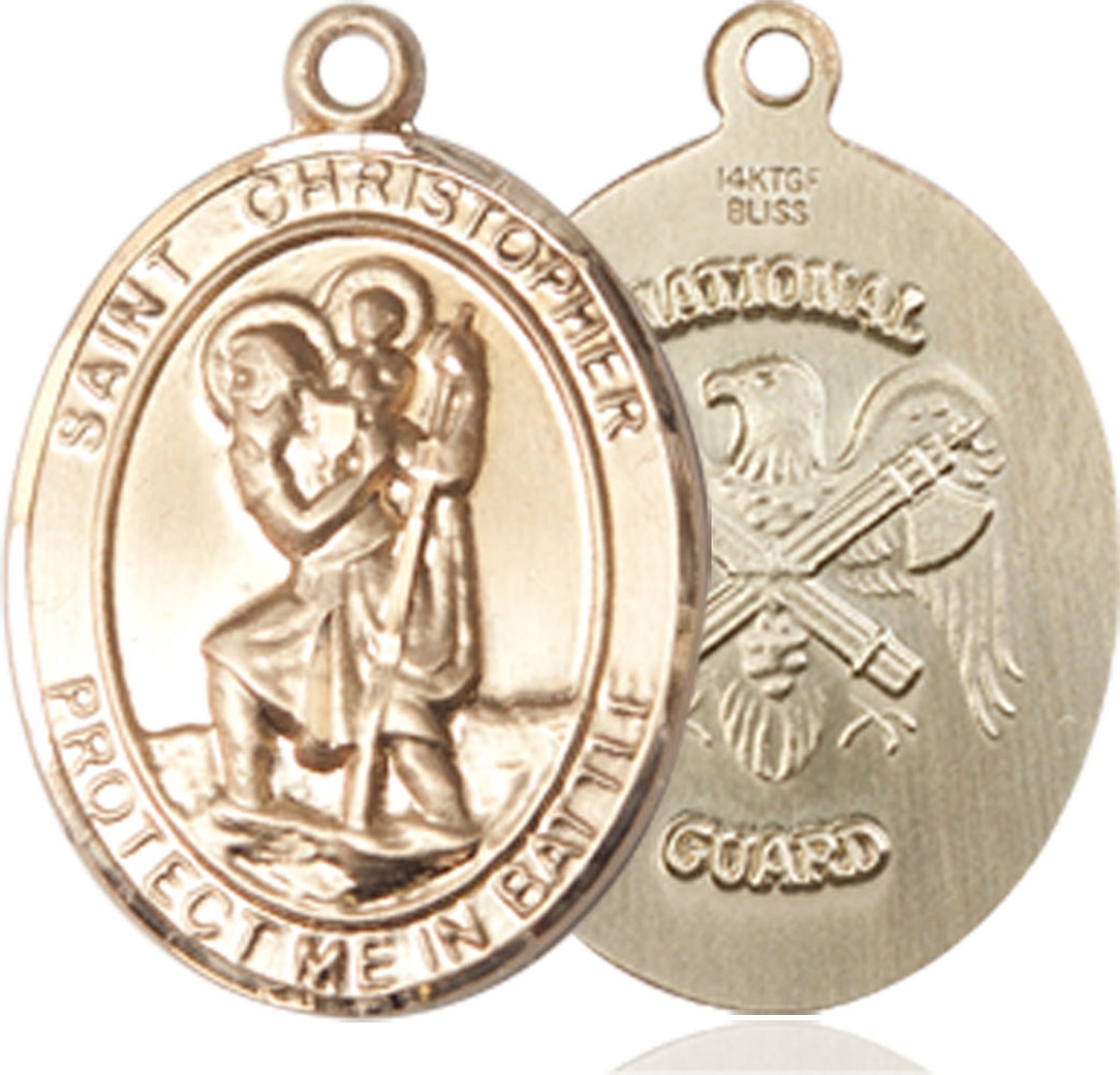 14kt Gold Saint Christopher National Guard Medal