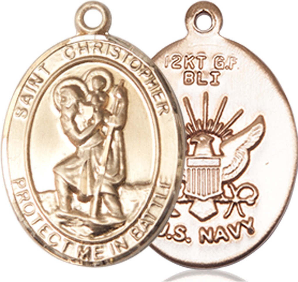 14kt Gold Saint Christopher Navy Medal