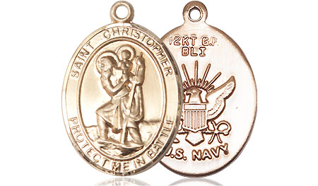 14kt Gold Saint Christopher Navy Medal