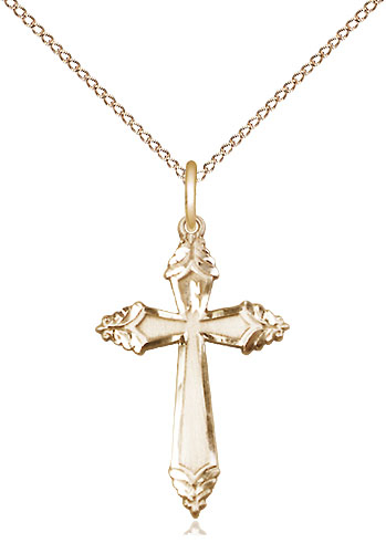 14kt Gold Filled Cross Pendant on a 18 inch Gold Filled Light Curb chain