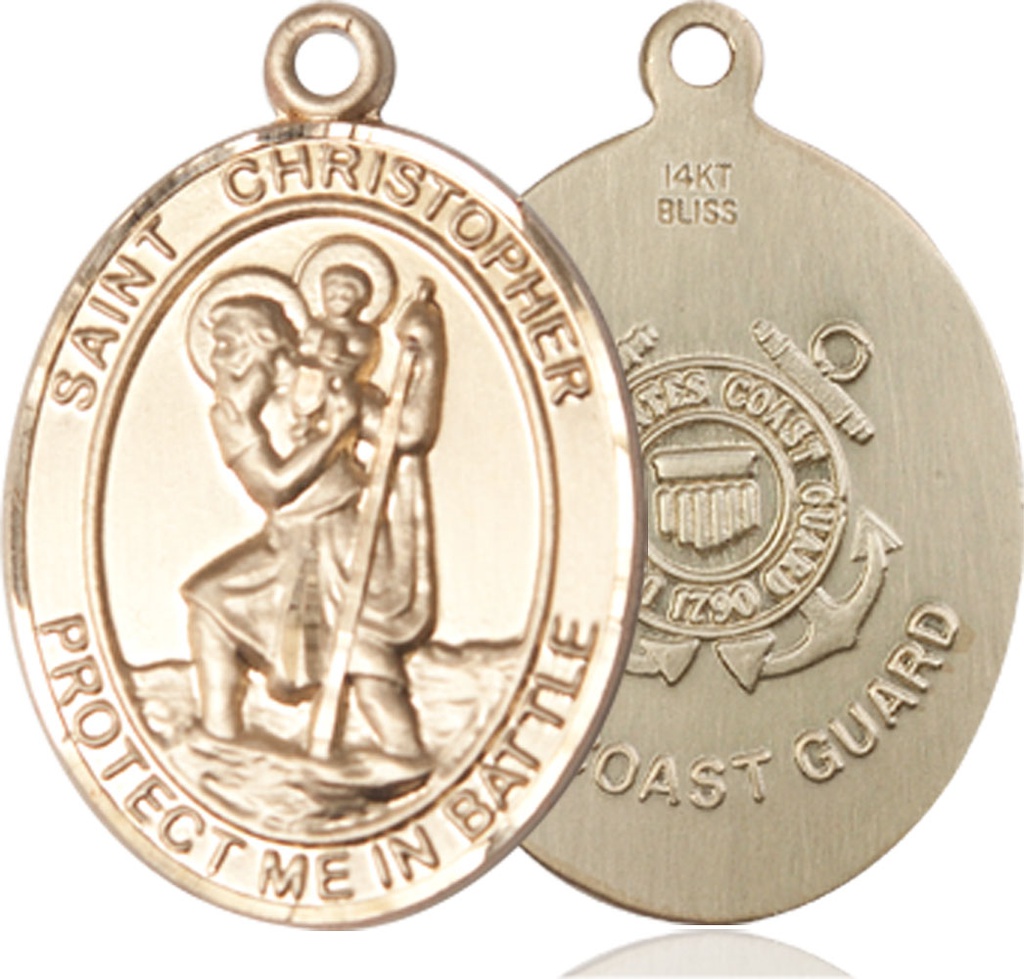 14kt Gold Saint Christopher Coast Guard Medal