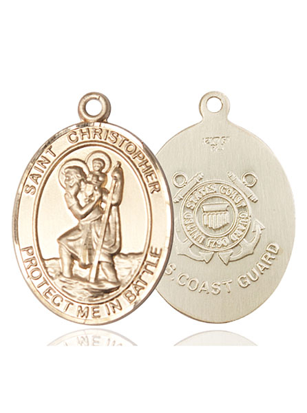 14kt Gold Saint Christopher Coast Guard Medal