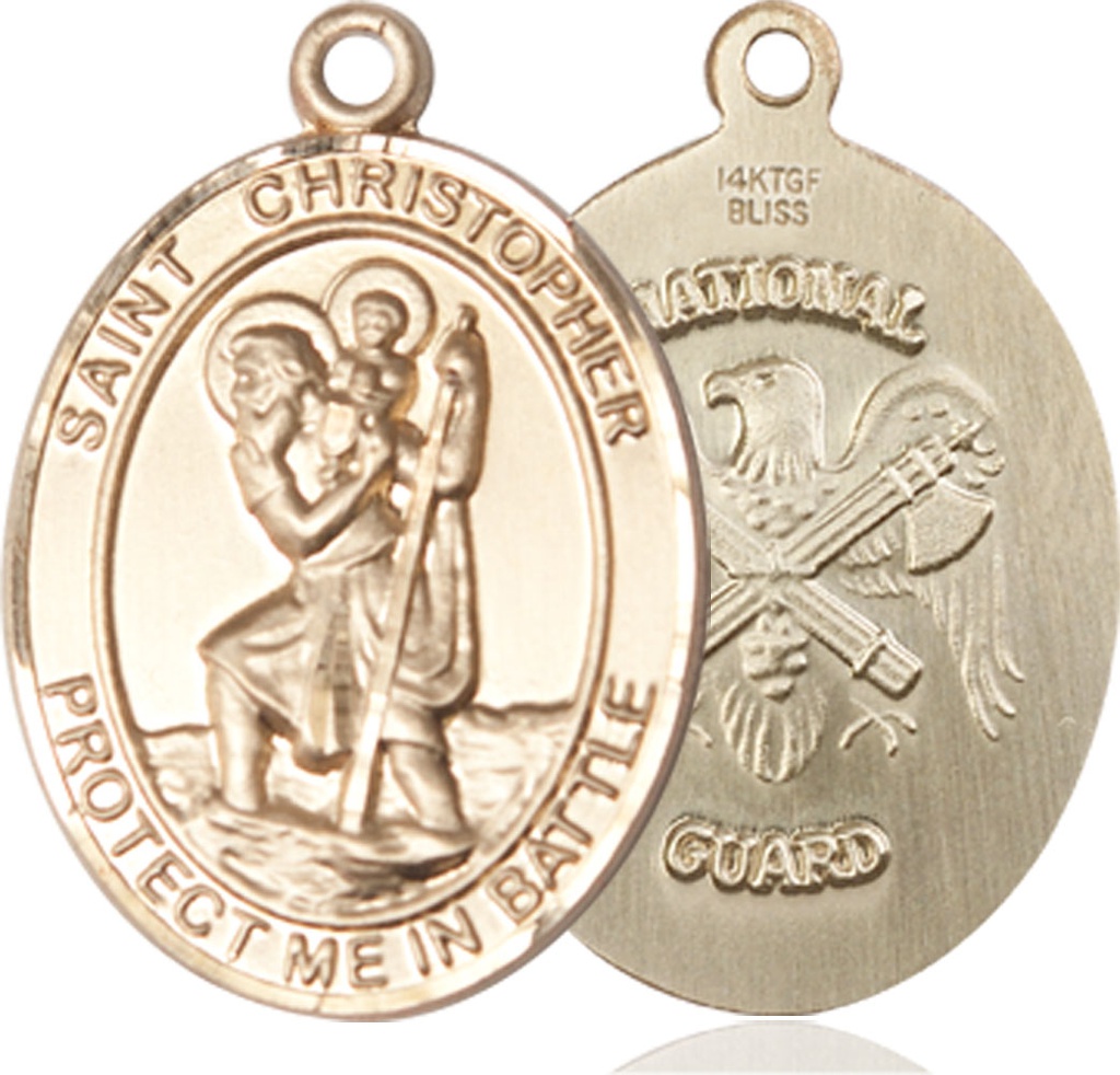 14kt Gold Saint Christopher National Guard Medal