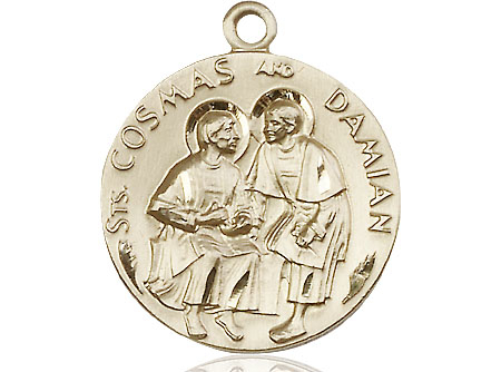 14kt Gold Saints Cosmas &amp; Damian Medal