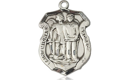 Sterling Silver Saint Michael the Archangel Police Shield Medal