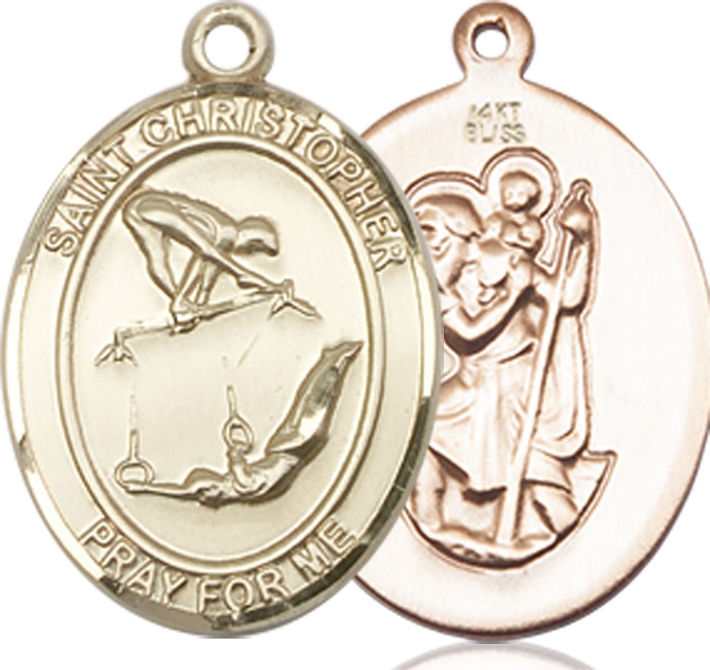 14kt Gold Saint Christopher Gymnastics Medal
