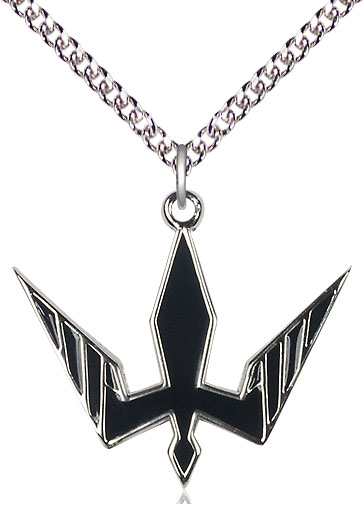 Sterling Silver Holy Spirit Pendant on a 24 inch Sterling Silver Heavy Curb chain