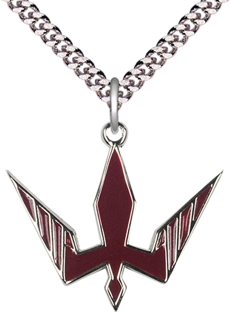 Sterling Silver Holy Spirit Pendant on a 24 inch Light Rhodium Heavy Curb chain