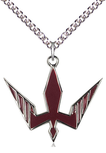 Sterling Silver Holy Spirit Pendant on a 24 inch Sterling Silver Heavy Curb chain