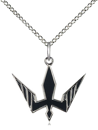 Sterling Silver Holy Spirit Pendant on a 18 inch Sterling Silver Light Curb chain