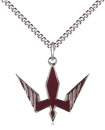 Sterling Silver Holy Spirit Pendant on a 18 inch Light Rhodium Light Curb chain