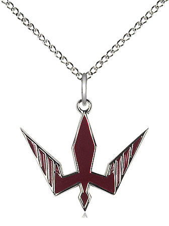 Sterling Silver Holy Spirit Pendant on a 18 inch Sterling Silver Light Curb chain