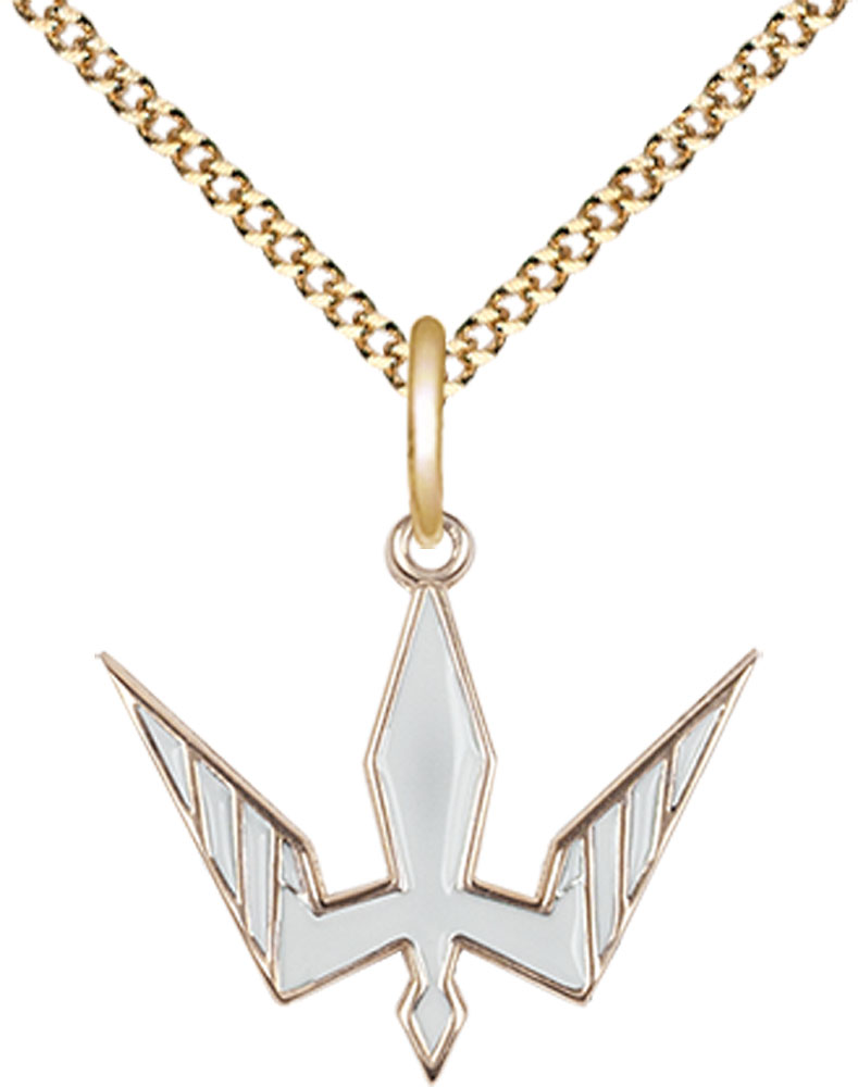 14kt Gold Filled Holy Spirit Pendant on a 18 inch Gold Plate Light Curb chain