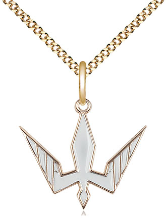 14kt Gold Filled Holy Spirit Pendant on a 18 inch Gold Plate Light Curb chain