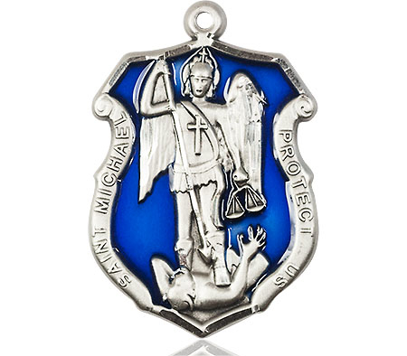 Sterling Silver Saint Michael the Archangel Shield Medal