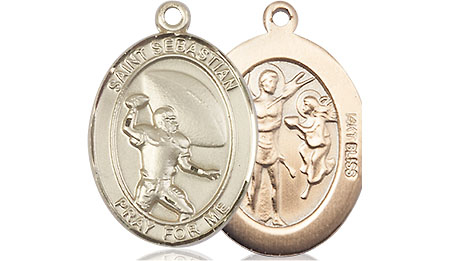 14kt Gold Saint Sebastian Football Medal