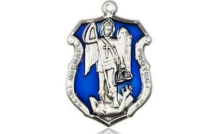 Sterling Silver Saint Michael the Archangel Shield Medal