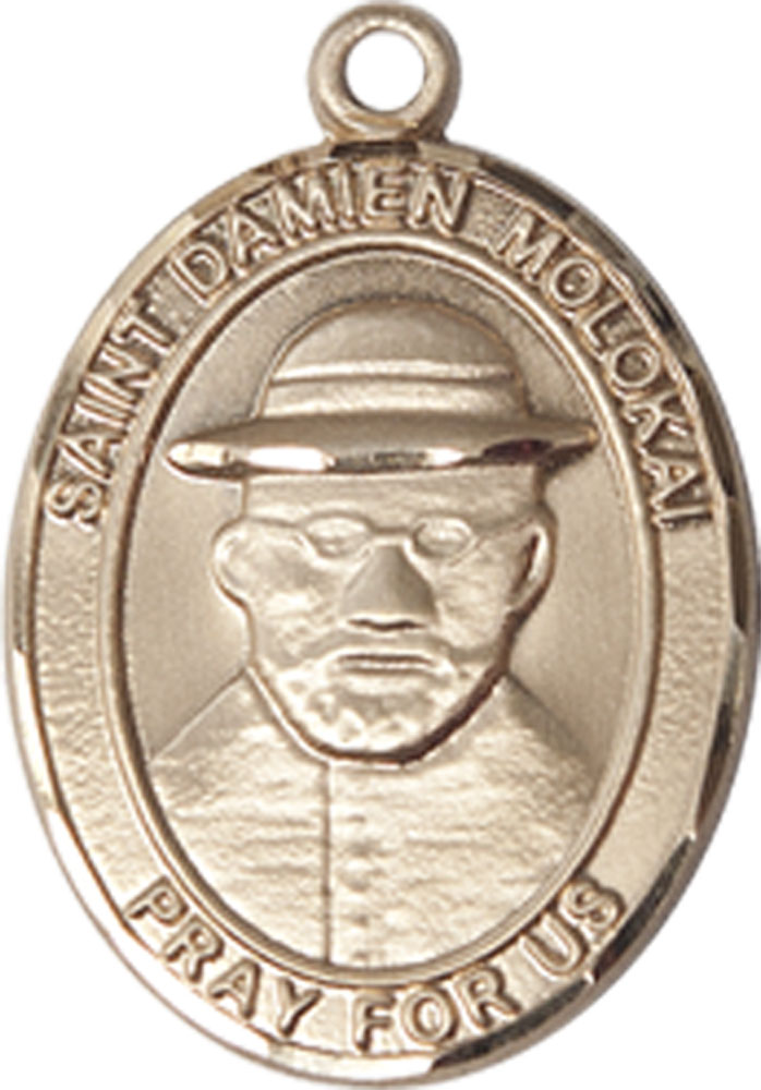 14kt Gold Saint Damien of Molokai Medal