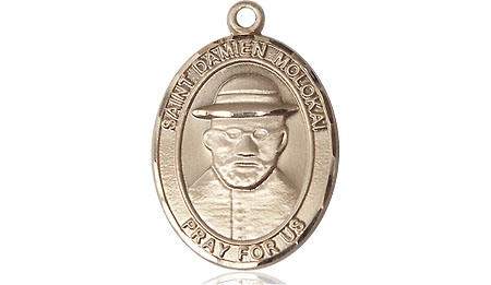 14kt Gold Saint Damien of Molokai Medal