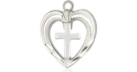 Sterling Silver Heart / Cross Medal