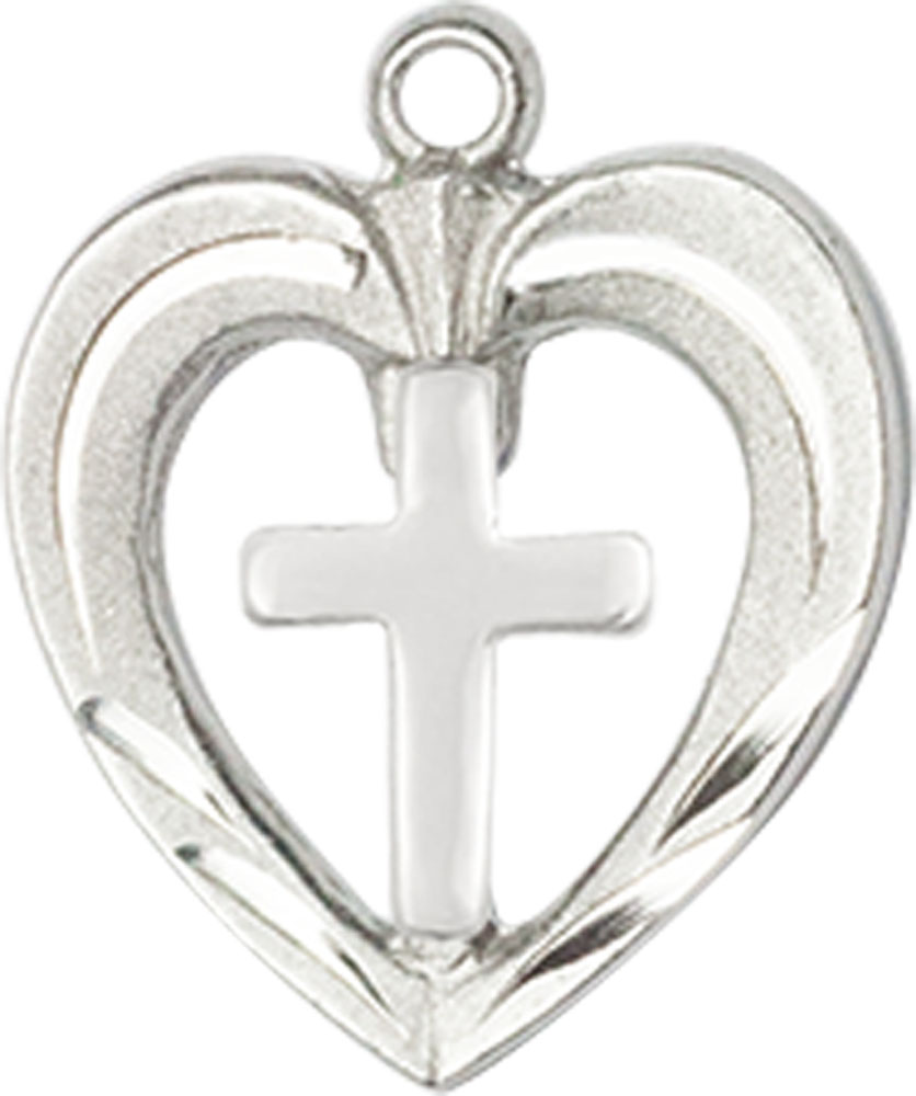 Sterling Silver Heart / Cross Medal