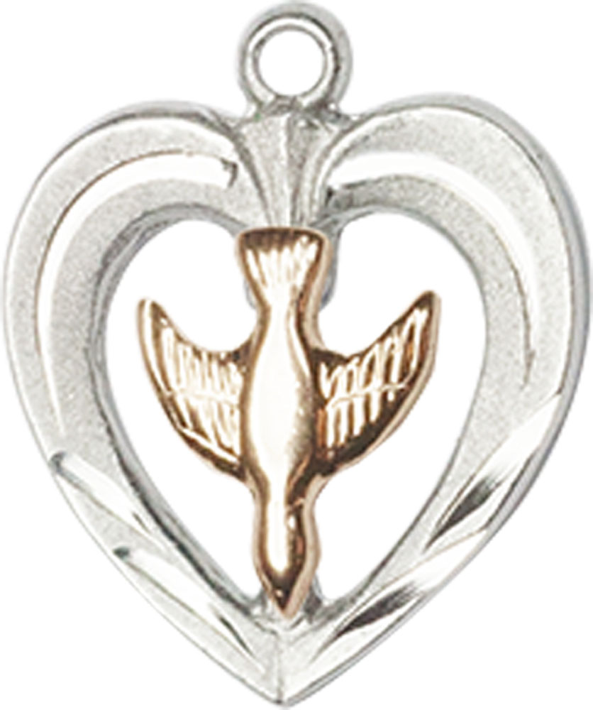 Two-Tone GF/SS Heart / Holy Spirit Medal