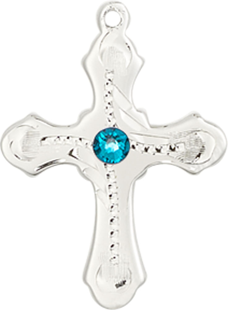 Sterling Silver Cross Medal with a 3mm Zircon Swarovski stone