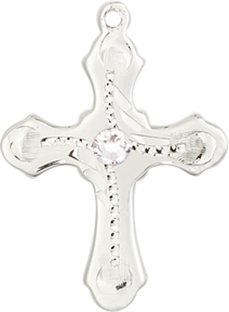 Sterling Silver Cross Medal with a 3mm Crystal Swarovski stone