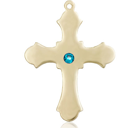 14kt Gold Filled Cross Medal with a 3mm Zircon Swarovski stone